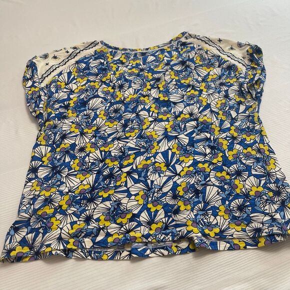 Mantaray Blue White Yellow Floral Cotton Top Blouse Plus Size 20 - Picture 1 of 6